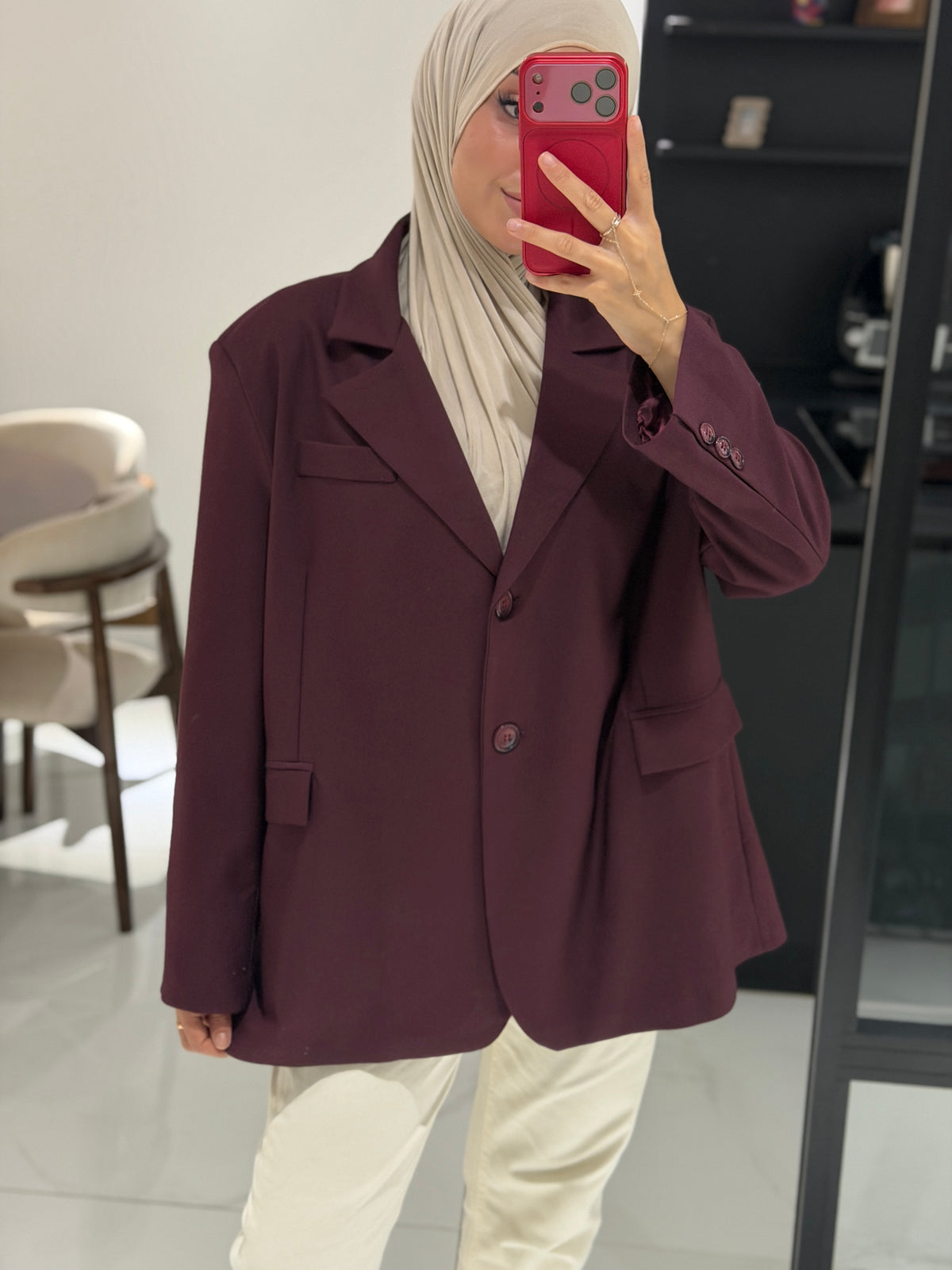 Oversize Blazer weinrot