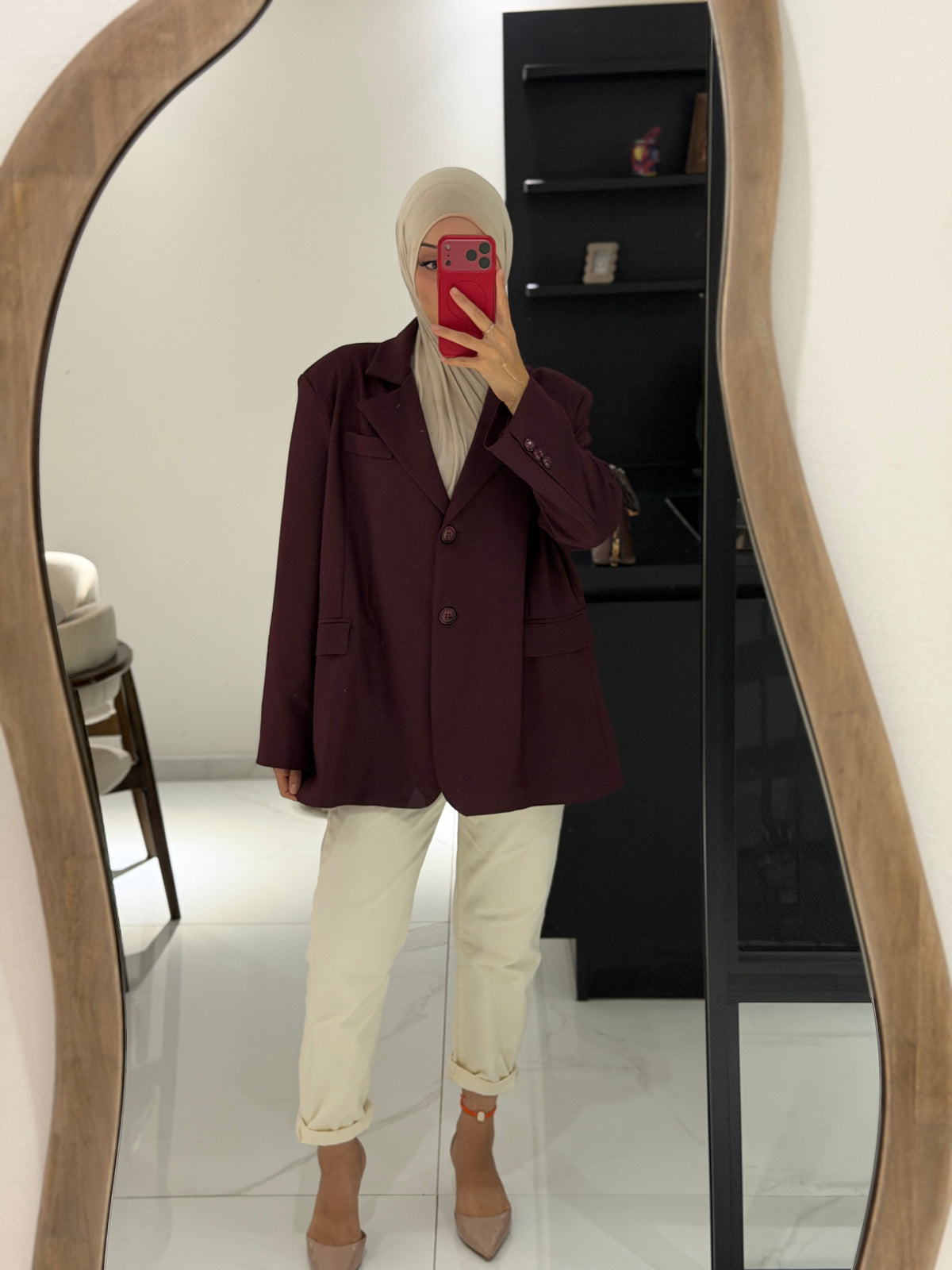 Oversize Blazer weinrot