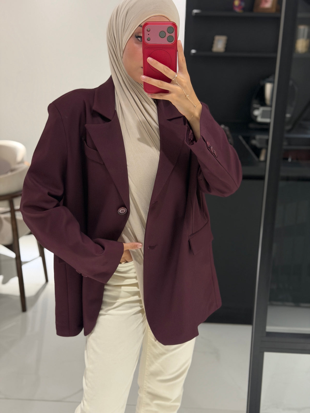 Oversize Blazer weinrot