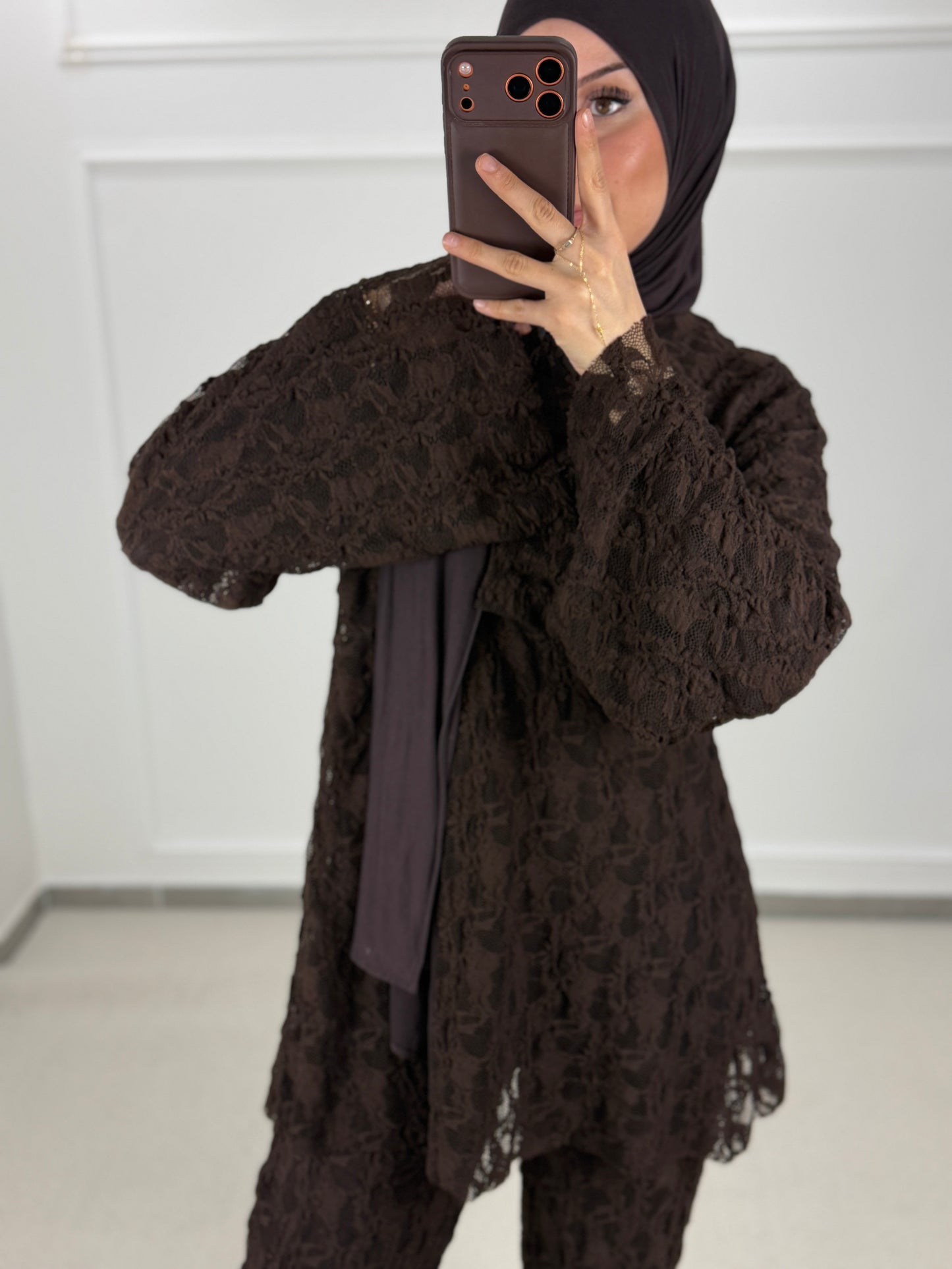 Spitzen Set braun